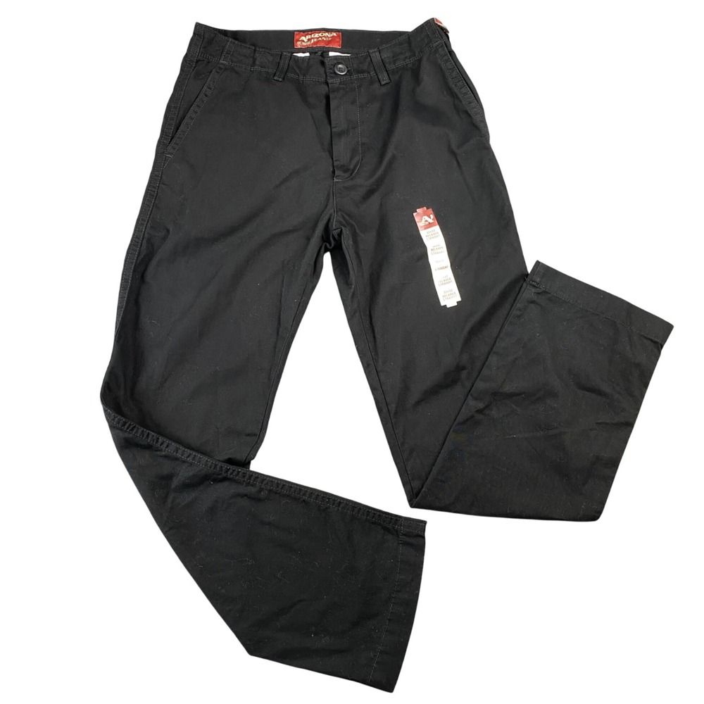 NWT Arizona Chino Pants Mens 32x32 Black Relaxed Straight Leg Cotton